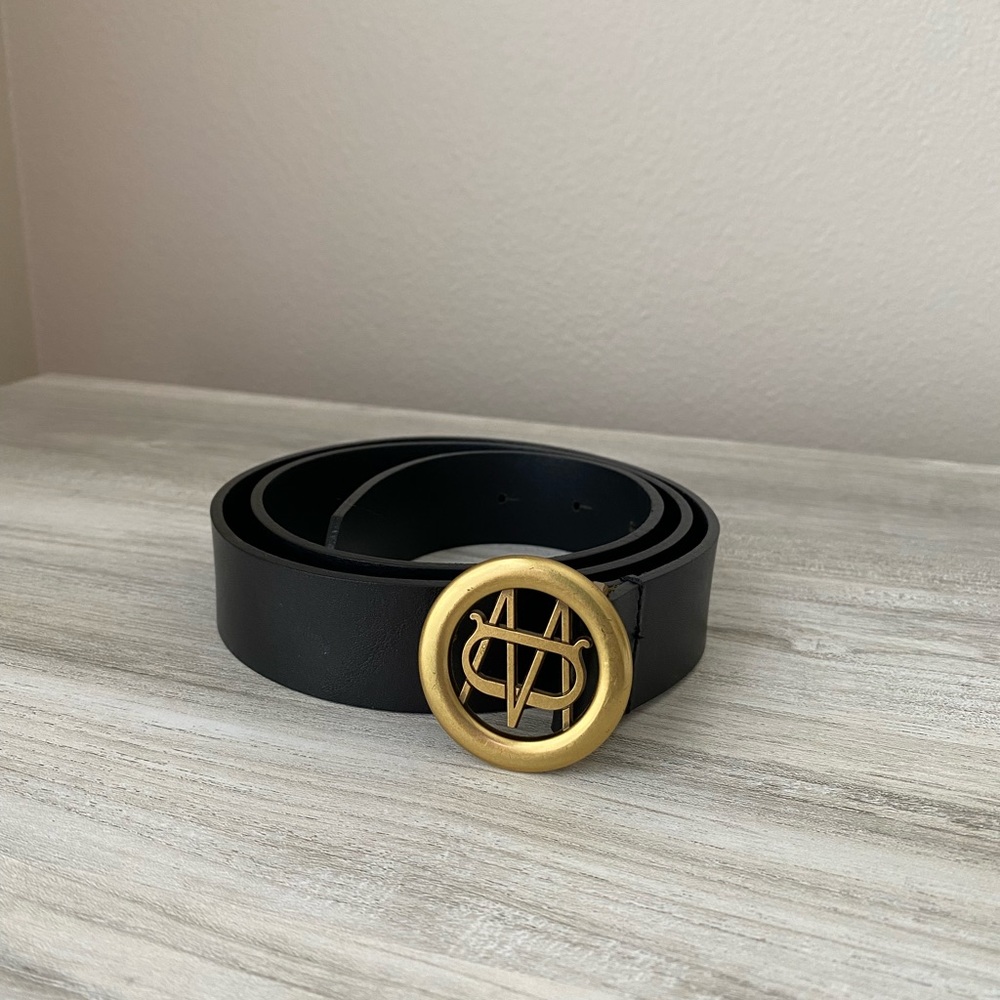 Massimo Dutti Women Leather Black Belt